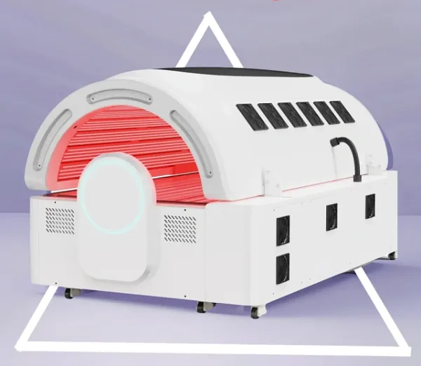 Hvit rødlysseng med aktive LED-lys