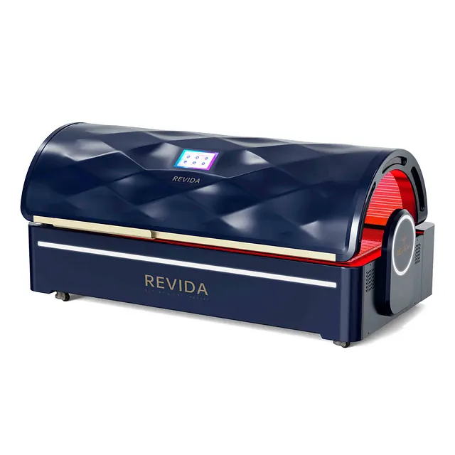 Lukket blå rødlysseng for lysterapi