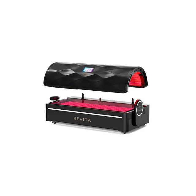 Kompakt blå rødlysseng i åpen tilstand