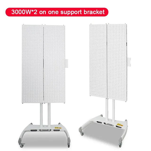 Dobbel 3000W lysterapienhet på felles støttebøyle, designet for maksimal dekning.